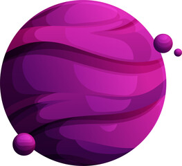 Poster - Dark purple space planet with cosmic satellites