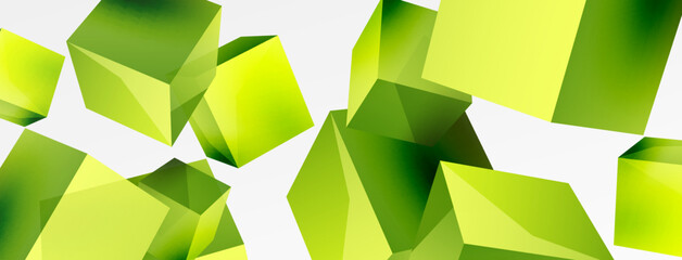 Leinwandbilder - 3d cubes vector abstract background. Composition of 3d square shaped basic geometric elements. Trendy techno business template for wallpaper, banner, background or landing