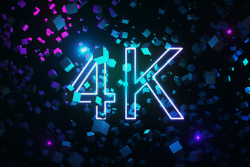 Poster - Creative glowing blue cubes texture. HDR, 4K, Full HD, HDTV resolution concept. 3D Rendering.