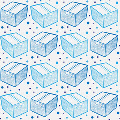 Cardboard box vector seamless pattern