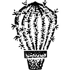 Sticker - Cactus Flower Dotwork. Vector Illustration of Hand Drawn Objects.