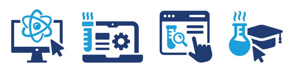 Poster - Computer science icon set. Computing data study symbol vector illustration.