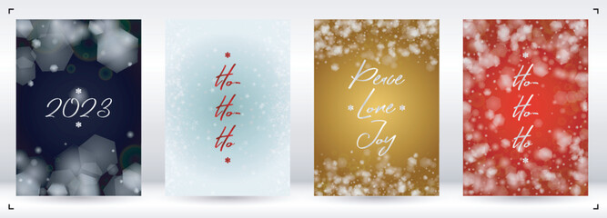 Wall Mural - Vector Merry Christmas and New Year Card Collection with Magical Bokeh Lights Sparkle Confetti. Shiny Glitter Christmas Party Print Collection. Winter Sparkle Snowfall Design for Holiday's Poster.