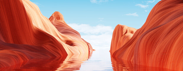 Abstract landscape grand rock mountain background. 3d rendering