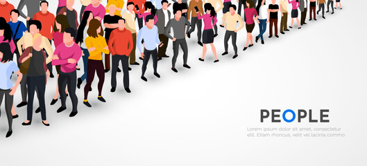 Wall Mural - Large group of people on white background. People crowd concept.