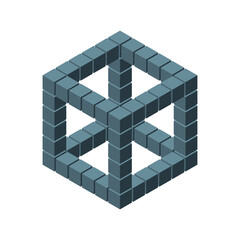 Wall Mural - Wireframe cube from cubes. Isometric projection. 