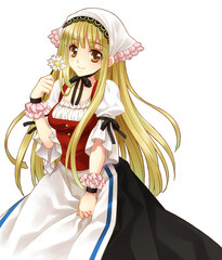 Sticker - illustration of anime-style girl in ethnic costume	