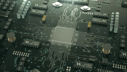 Wall Mural - Digital CPU Circuit Electronic Background