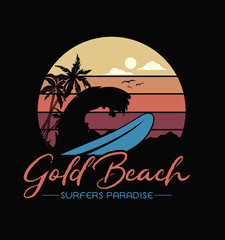 Poster - Sunset on a beach vector illustration