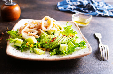 Sticker - Salad with squid rings.