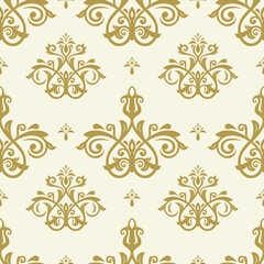 Wall Mural - Orient vector classic yellow and white pattern. Seamless abstract background with vintage elements. Orient pattern. Ornament for wallpapers and packaging
