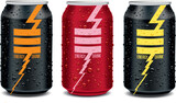 Fototapeta Łazienka - Energy drink tin can with many fresh juice drops. Template Tin package design	