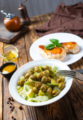 Wall Mural - Greek salad. Fresh vegetable salad of cucumbers, tomatoes, olives, onion