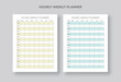 Hourly Productivity Weekly Planner. Daily and Weekly Planner Template. 