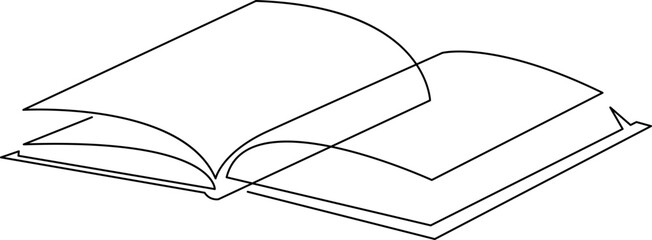 Wall Mural - continuous one line drawing open book. vector illustration education supplies back to school theme.