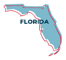 Wall Mural - Florida US State. Sticker on transparent background