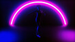 © rtype - a female dancer in front of a neon glowing background (3d rendering)