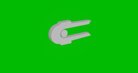 Poster - Animation of rotation of a white solo bobsleigh symbol with shadow. Simple and complex rotation. Seamless looped 4k animation on green chroma key background