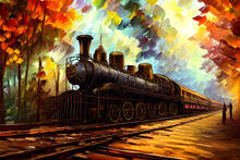 A Steampunk Train Locomotive