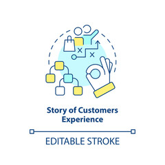 Story of customers experience concept icon. Element of case study abstract idea thin line illustration. Isolated outline drawing. Editable stroke. Arial, Myriad Pro-Bold fonts used