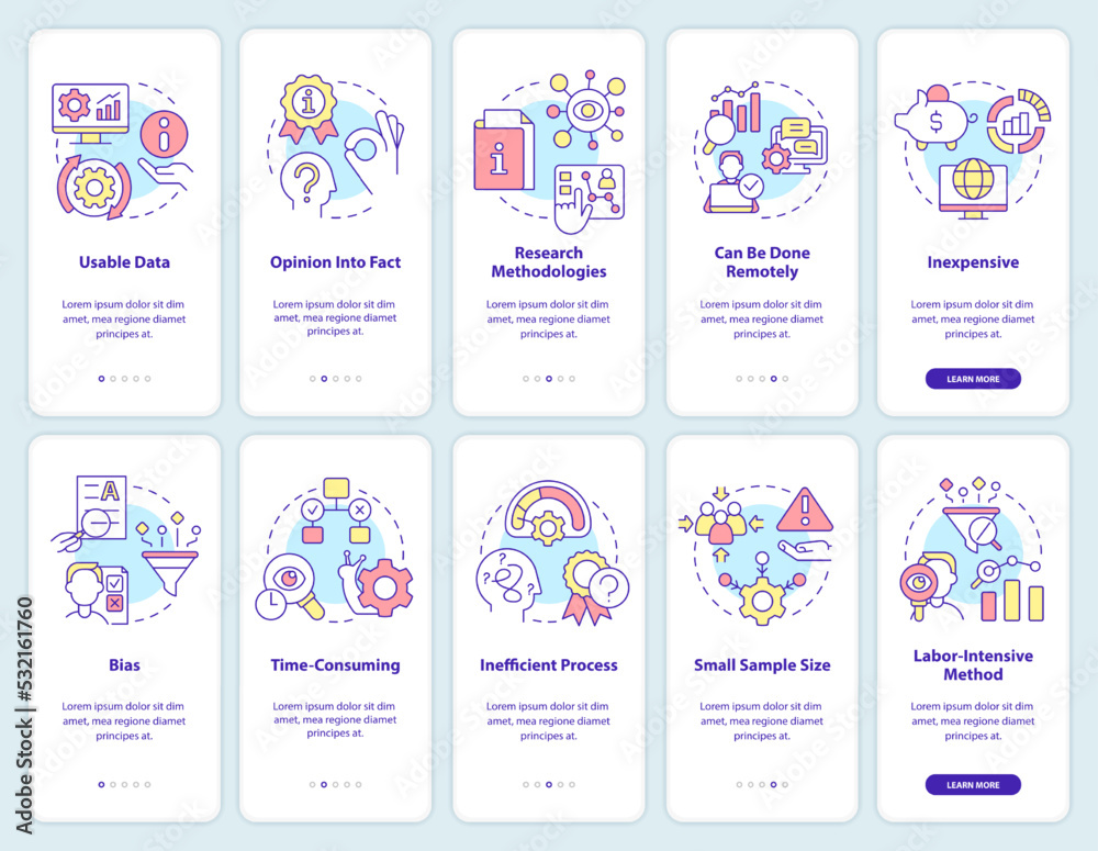 Pros and cons of case study onboarding mobile app screen set ...