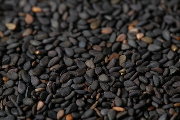 Wall Mural - Black sesame seeds close up.