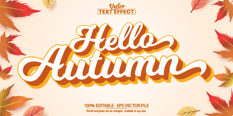 Autumn editable text effect on autumn leaves and textured background