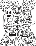 Fototapeta Młodzieżowe - Halloween Monster Doodle coloring page