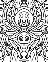 Halloween Cursed Spider Coloring Page