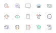© blankstock - Reject certificate, Messenger mail and Customisation line icons for website, printing. Collection of Quick tips, Shopping cart, Parking garage icons. Swipe up, Video conference. Vector