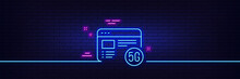 Neon Light Glow Effect. 5g Internet Line Icon. Wifi Web Browser Sign. Connection Quality Symbol. 3d Line Neon Glow Icon. Brick Wall Banner. 5g Internet Outline. Vector