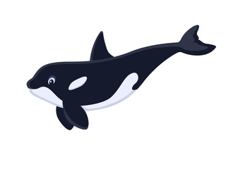 Wall Mural - Swimming cartoon killer whale