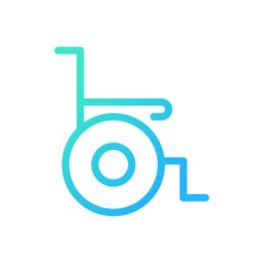 Sticker - Wheelchair pixel perfect gradient linear ui icon. Medical equipment. Disability and injury. Line color user interface symbol. Modern style pictogram. Vector isolated outline illustration