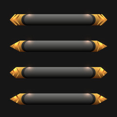 Game interface black and gold title banner ui buttons template