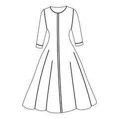 dress sketch ,contour on white background isolated