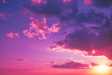 Poster - Colorful cloudy sky at sunset