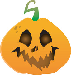 Wall Mural - Vector Illustration of Scary Face Pumpkin in Flat Style