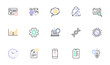 © blankstock - Time management, Web timer and Medical calendar line icons for website, printing. Collection of Coronavirus, Checklist, Fake internet icons. Swipe up, Quick tips, Service web elements. Vector