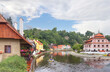Scenic view of the city and the Vltava river. Cesky Krumlov, Czech Republic.