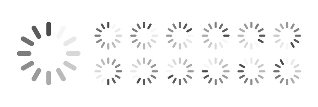 Circular Loading Buffering Icons Vector Video Ready for Animation Gif All Keyframes Frames Bufring Circle Waiting for Connection Buffer Preloader Download Symbol Easy Replace Color