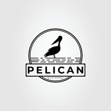 Silhouette Pelican Or Heron Bird Logo Vector Illustration Design