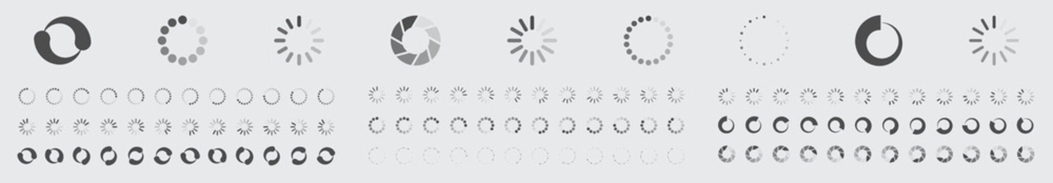 Circular Loading Buffering Icons Vector Video Ready for Animation Gif All Keyframes Frames Bufring Circle Waiting for Connection Buffer Preloader Download Symbol Easy Replace Color