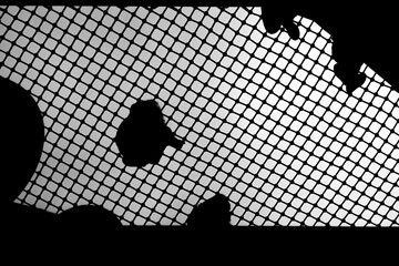 Safe floor net for walking on observation tower, tourist attraction.