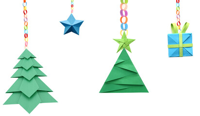 Wall Mural - Origami paper crafts: christmas decorations