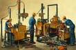 Cementing and Gluing Machine Operators and Tenders ,Painting style V1 High quality 2d illustration