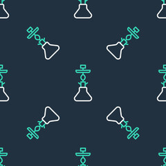 Line Hookah icon isolated seamless pattern on black background. Vector
