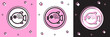 Set Puffer fish on a plate icon isolated on pink and white, black background. Fugu fish japanese puffer fish. Vector.