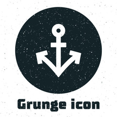 Sticker - Grunge Anchor icon isolated on white background. Monochrome vintage drawing. Vector