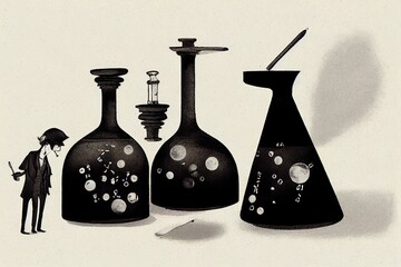 Poster - Chemists ,Cartoon illustration V1 High quality 2d illustration