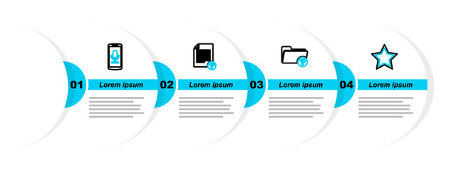 Poster - set line star, unknown directory, document and mobile recording icon. vector